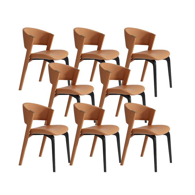 Faux Leather Dining Chair Nordic Style Open Back Armless Chair