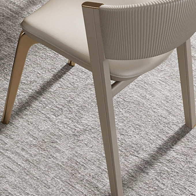 Faux Leather Dining Chair Nordic Style Open Back Armless Chair