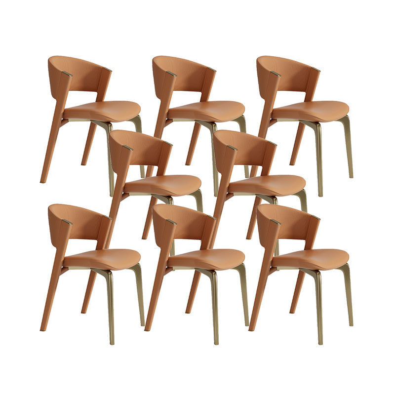 Faux Leather Dining Chair Nordic Style Open Back Armless Chair