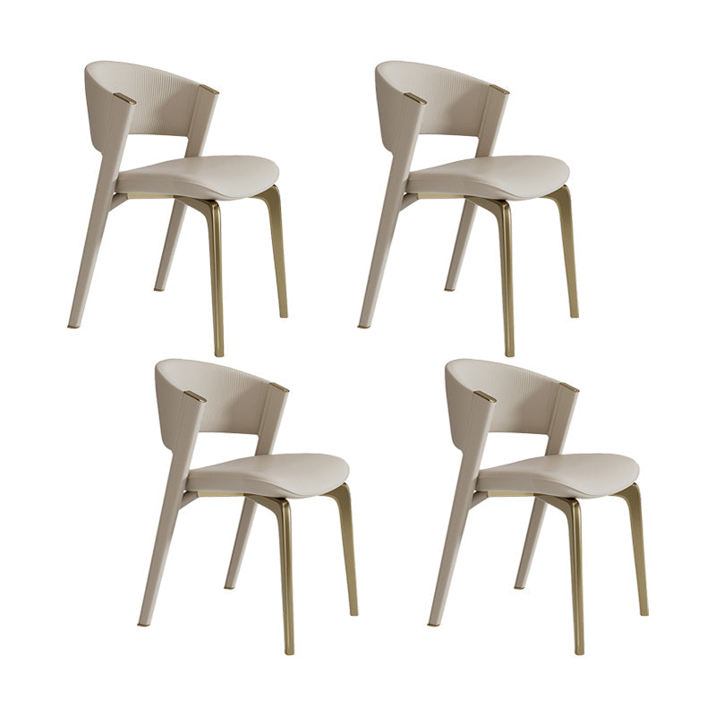 Faux Leather Dining Chair Nordic Style Open Back Armless Chair