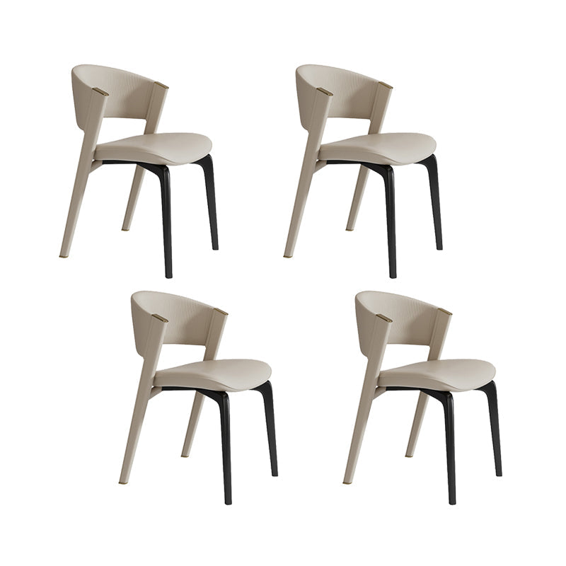 Faux Leather Dining Chair Nordic Style Open Back Armless Chair