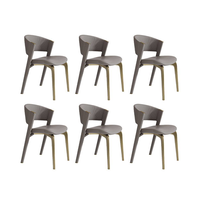 Faux Leather Dining Chair Nordic Style Open Back Armless Chair