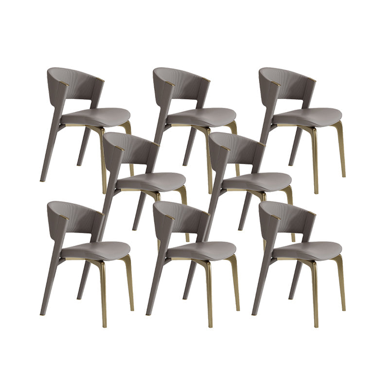 Faux Leather Dining Chair Nordic Style Open Back Armless Chair