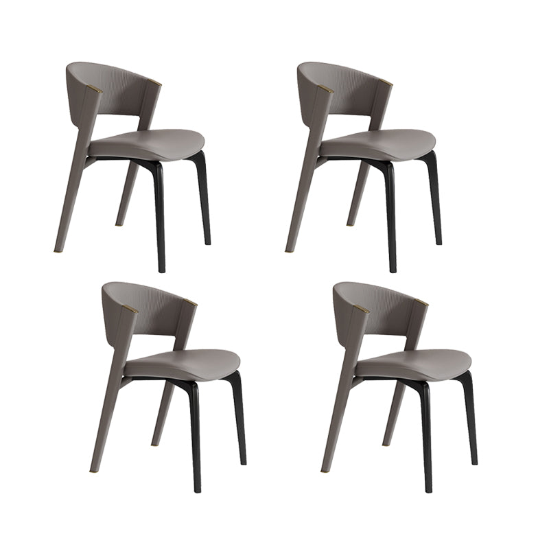 Faux Leather Dining Chair Nordic Style Open Back Armless Chair