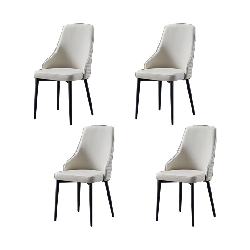 Contemporary Kitchen Dining Side Chair Leather Chair in Black Legs