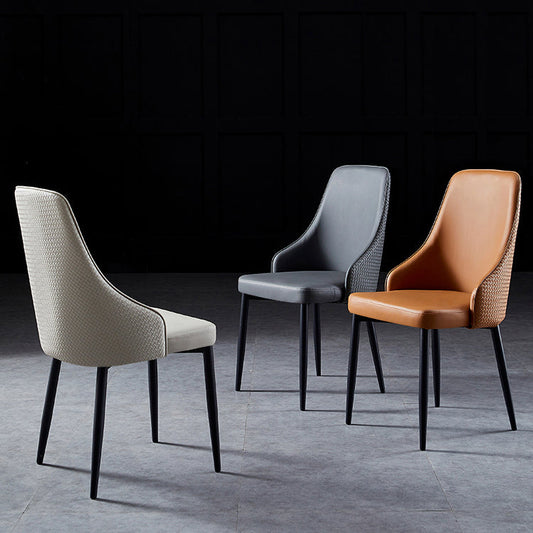 Sedia da pranzo per cucina contemporanea sedia in pelle in gambe nere