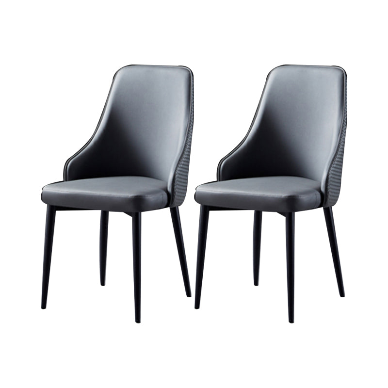 Contemporary Kitchen Dining Side Chair Leather Chair in Black Legs