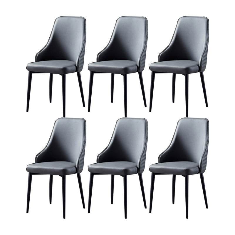Contemporary Kitchen Dining Side Chair Leather Chair in Black Legs