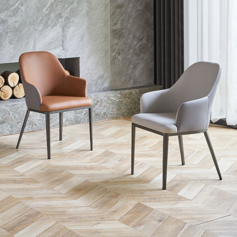 Contemporary Upholstered Arm Chair Home Faux Leather Dining Chair