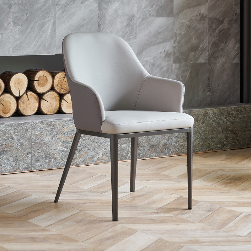 Contemporary Upholstered Arm Chair Home Faux Leather Dining Chair