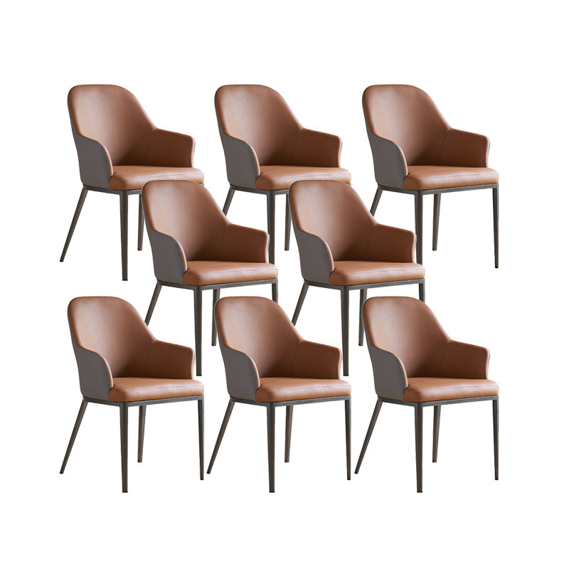 Contemporary Upholstered Arm Chair Home Faux Leather Dining Chair