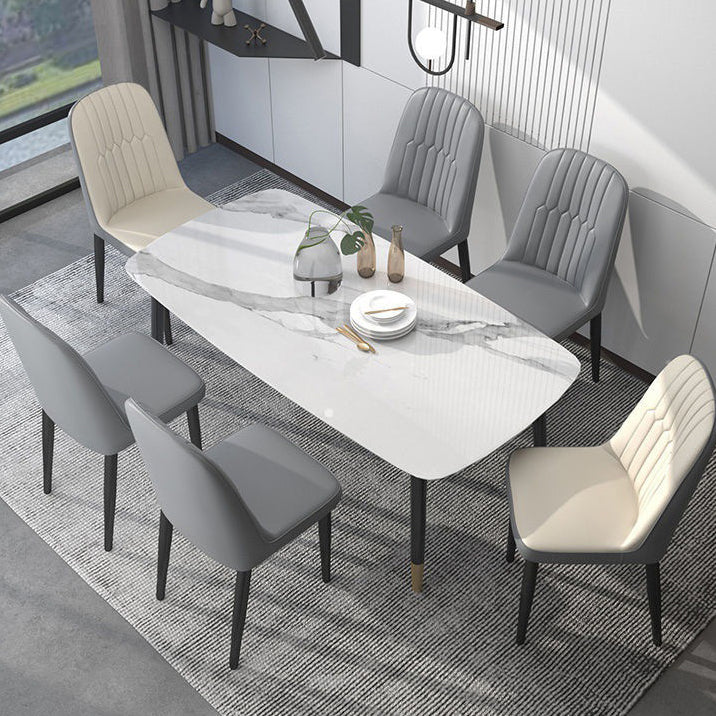 Set di sedie da pranzo in pelle in pelle di PU Set di set di sedie a bracciale