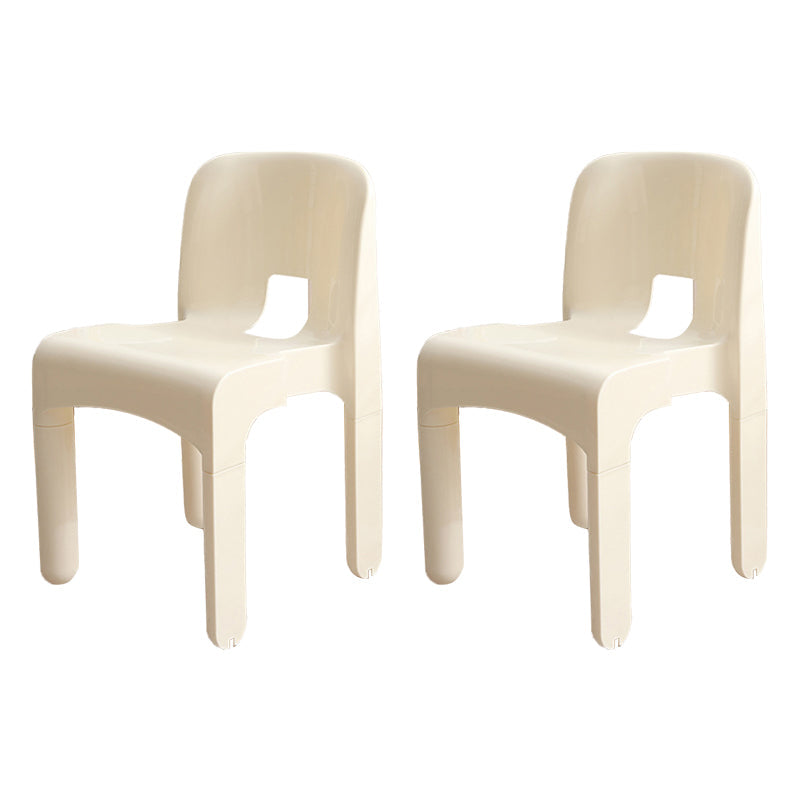 Modern Plastic Side Chair Open Back Armless Chair for Dining Room White 2 Piece Set Clearhalo 'Dining Chairs' 'Dining Tables & Seating' 'dining_chair' 'furn' 'furn_dining_chair' 'Furniture' 'Kitchen & Dining Furniture' 6869011