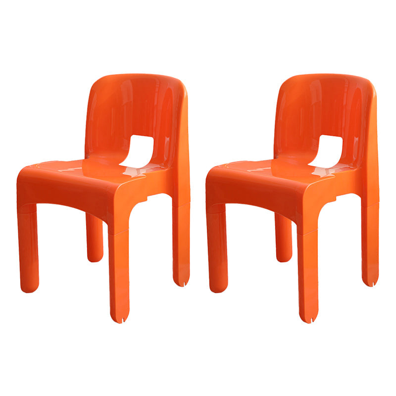 Modern Plastic Side Chair Open Back Armless Chair for Dining Room Orange 2 Piece Set Clearhalo 'Dining Chairs' 'Dining Tables & Seating' 'dining_chair' 'furn' 'furn_dining_chair' 'Furniture' 'Kitchen & Dining Furniture' 6869012