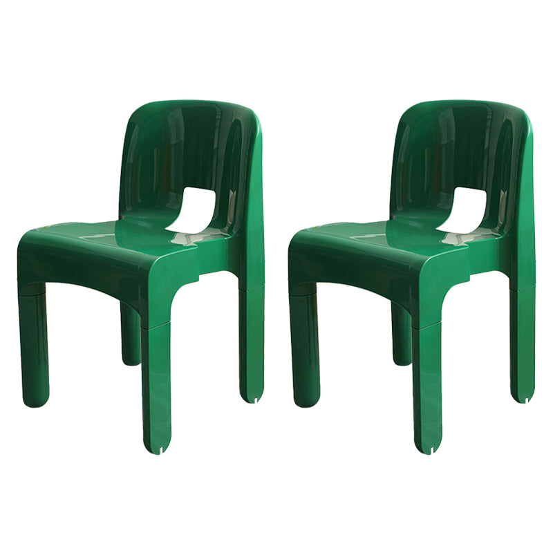 Modern Plastic Side Chair Open Back Armless Chair for Dining Room Green 2 Piece Set Clearhalo 'Dining Chairs' 'Dining Tables & Seating' 'dining_chair' 'furn' 'furn_dining_chair' 'Furniture' 'Kitchen & Dining Furniture' 6869014