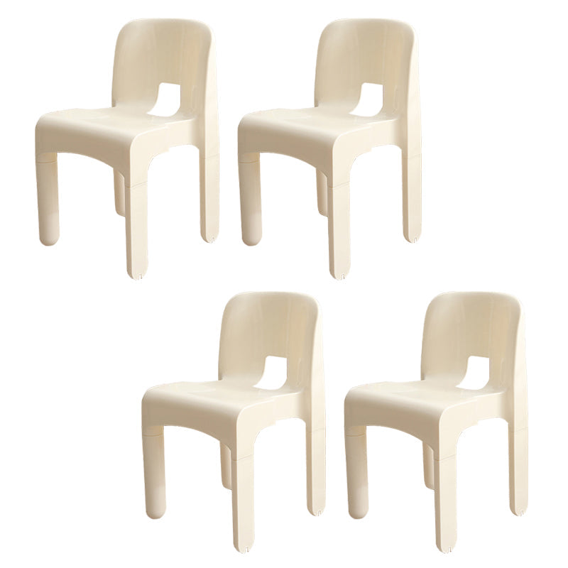 Modern Plastic Side Chair Open Back Armless Chair for Dining Room White 4 Piece Set Clearhalo 'Dining Chairs' 'Dining Tables & Seating' 'dining_chair' 'furn' 'furn_dining_chair' 'Furniture' 'Kitchen & Dining Furniture' 6869018