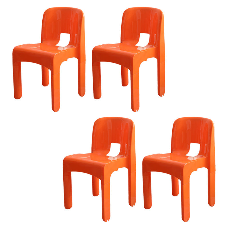 Modern Plastic Side Chair Open Back Armless Chair for Dining Room Orange 4 Piece Set Clearhalo 'Dining Chairs' 'Dining Tables & Seating' 'dining_chair' 'furn' 'furn_dining_chair' 'Furniture' 'Kitchen & Dining Furniture' 6869021