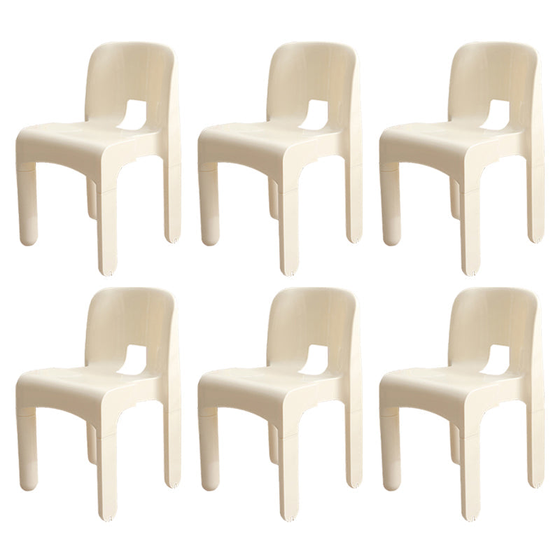 Modern Plastic Side Chair Open Back Armless Chair for Dining Room White 6 Piece Set Clearhalo 'Dining Chairs' 'Dining Tables & Seating' 'dining_chair' 'furn' 'furn_dining_chair' 'Furniture' 'Kitchen & Dining Furniture' 6869024