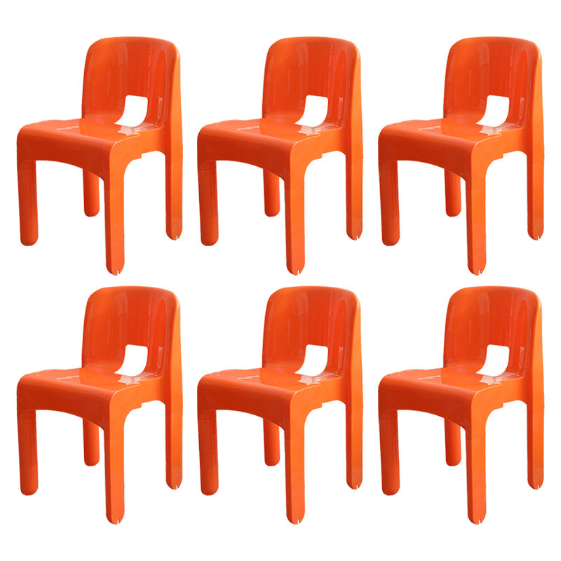 Modern Plastic Side Chair Open Back Armless Chair for Dining Room Orange 6 Piece Set Clearhalo 'Dining Chairs' 'Dining Tables & Seating' 'dining_chair' 'furn' 'furn_dining_chair' 'Furniture' 'Kitchen & Dining Furniture' 6869025