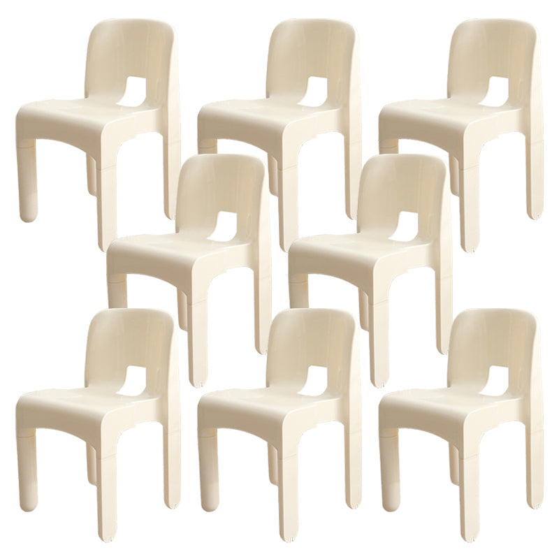 Modern Plastic Side Chair Open Back Armless Chair for Dining Room White 8 Piece Set Clearhalo 'Dining Chairs' 'Dining Tables & Seating' 'dining_chair' 'furn' 'furn_dining_chair' 'Furniture' 'Kitchen & Dining Furniture' 6869028