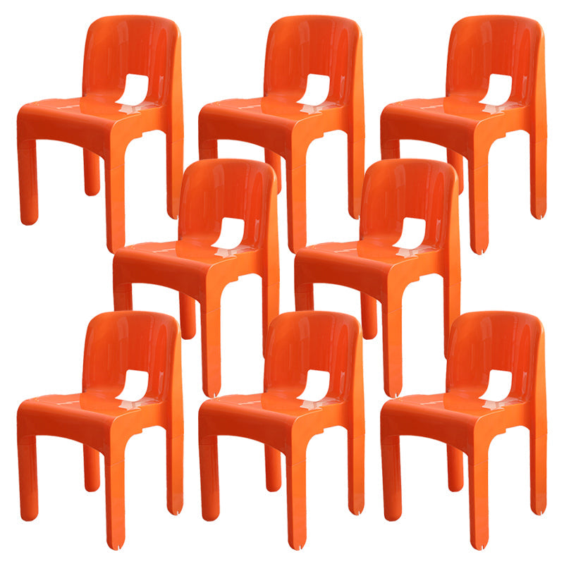 Modern Plastic Side Chair Open Back Armless Chair for Dining Room Orange 8 Piece Set Clearhalo 'Dining Chairs' 'Dining Tables & Seating' 'dining_chair' 'furn' 'furn_dining_chair' 'Furniture' 'Kitchen & Dining Furniture' 6869029