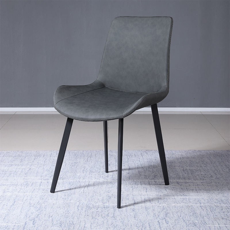 Faux Leder Essstühle Moderner Stuhl mit schwarzen Beinen mit schwarzen Beinen
