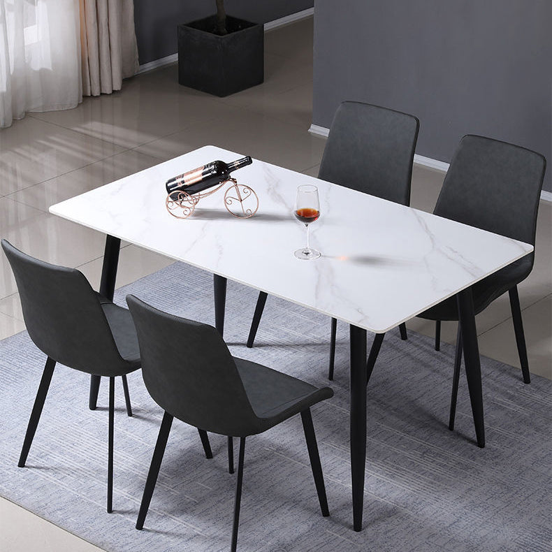 Faux Leder Essstühle Moderner Stuhl mit schwarzen Beinen mit schwarzen Beinen