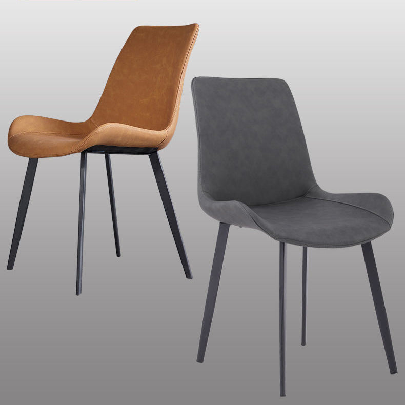 Faux Leder Essstühle Moderner Stuhl mit schwarzen Beinen mit schwarzen Beinen
