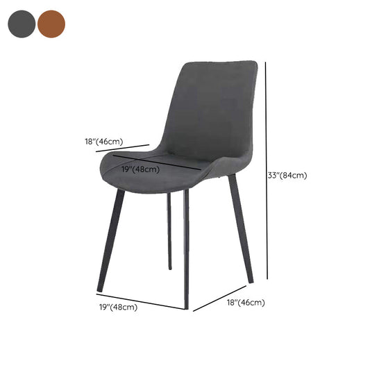 Sillas de comedor de cuero falso silla lateral moderna con piernas negras
