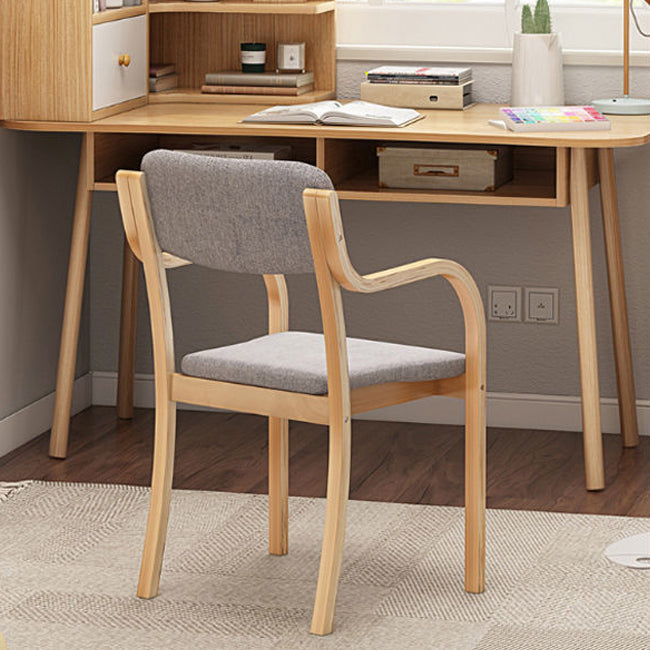 Fabric Arm Chair Solid Wood Open Back Dining Chair in Natural Clearhalo 'Dining Chairs' 'Dining Tables & Seating' 'dining_chair' 'furn' 'furn_dining_chair' 'Furniture' 'Kitchen & Dining Furniture' 6869154