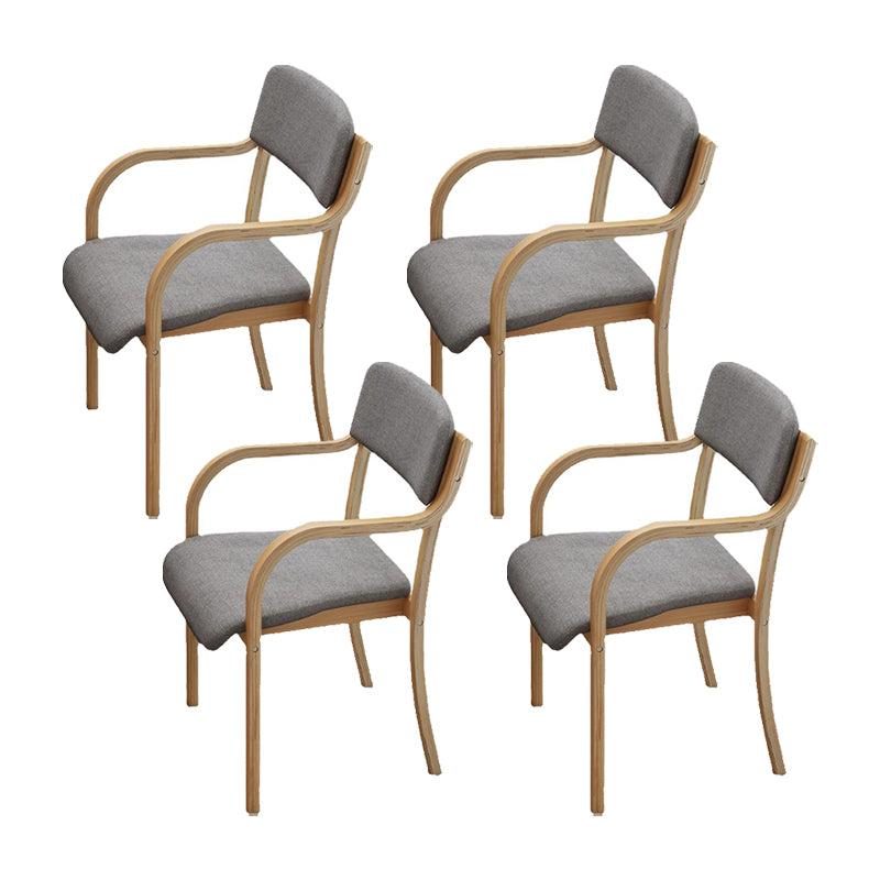 Fabric Arm Chair Solid Wood Open Back Dining Chair in Natural 4 Piece Set Clearhalo 'Dining Chairs' 'Dining Tables & Seating' 'dining_chair' 'furn' 'furn_dining_chair' 'Furniture' 'Kitchen & Dining Furniture' 6869156