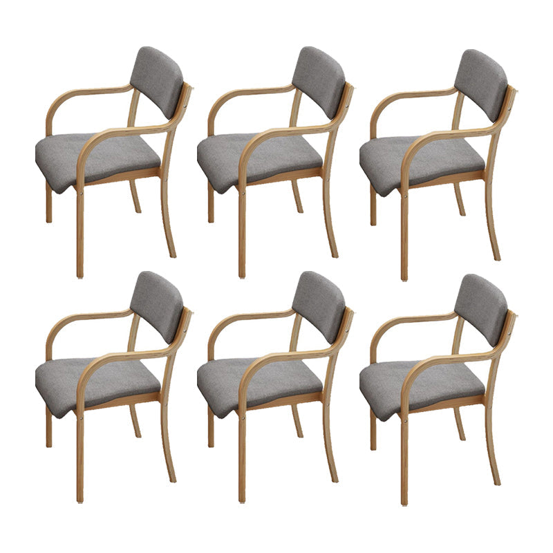 Fabric Arm Chair Solid Wood Open Back Dining Chair in Natural 6 Piece Set Clearhalo 'Dining Chairs' 'Dining Tables & Seating' 'dining_chair' 'furn' 'furn_dining_chair' 'Furniture' 'Kitchen & Dining Furniture' 6869158