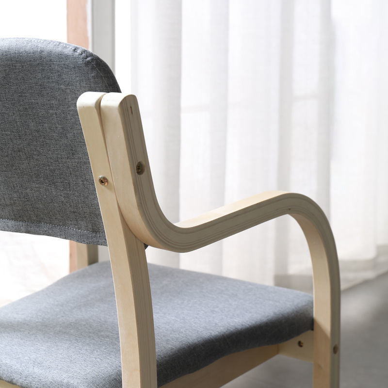 Fabric Arm Chair Solid Wood Open Back Dining Chair in Natural Clearhalo 'Dining Chairs' 'Dining Tables & Seating' 'dining_chair' 'furn' 'furn_dining_chair' 'Furniture' 'Kitchen & Dining Furniture' 6869159