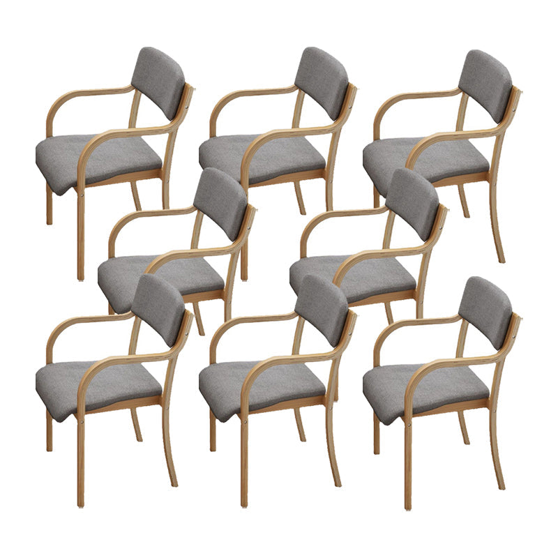 Fabric Arm Chair Solid Wood Open Back Dining Chair in Natural 8 Piece Set Clearhalo 'Dining Chairs' 'Dining Tables & Seating' 'dining_chair' 'furn' 'furn_dining_chair' 'Furniture' 'Kitchen & Dining Furniture' 6869160