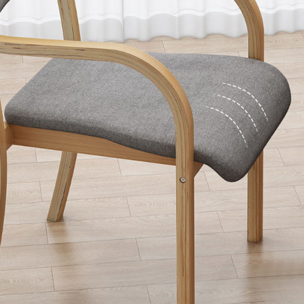Fabric Arm Chair Solid Wood Open Back Dining Chair in Natural Clearhalo 'Dining Chairs' 'Dining Tables & Seating' 'dining_chair' 'furn' 'furn_dining_chair' 'Furniture' 'Kitchen & Dining Furniture' 6869161