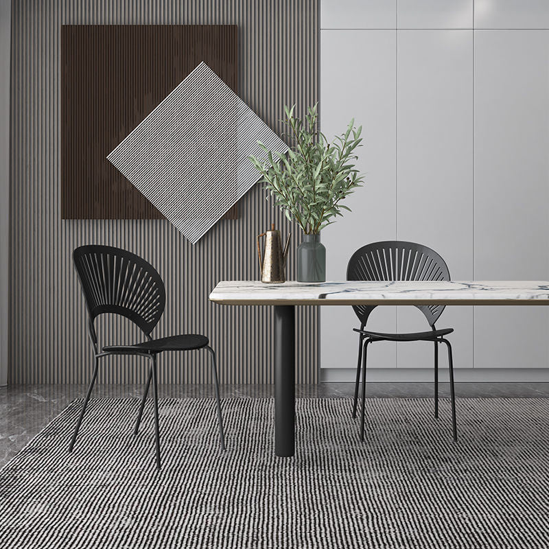 Sedie da pranzo a base di metallo in stile moderno sedia senza braccioli aperti