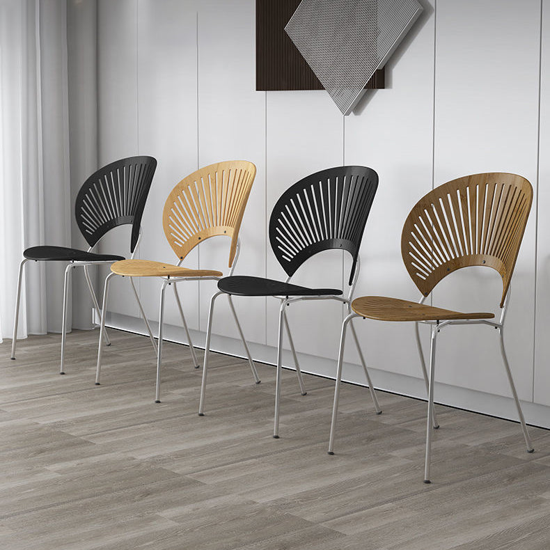 Sedie da pranzo a base di metallo in stile moderno sedia senza braccioli aperti