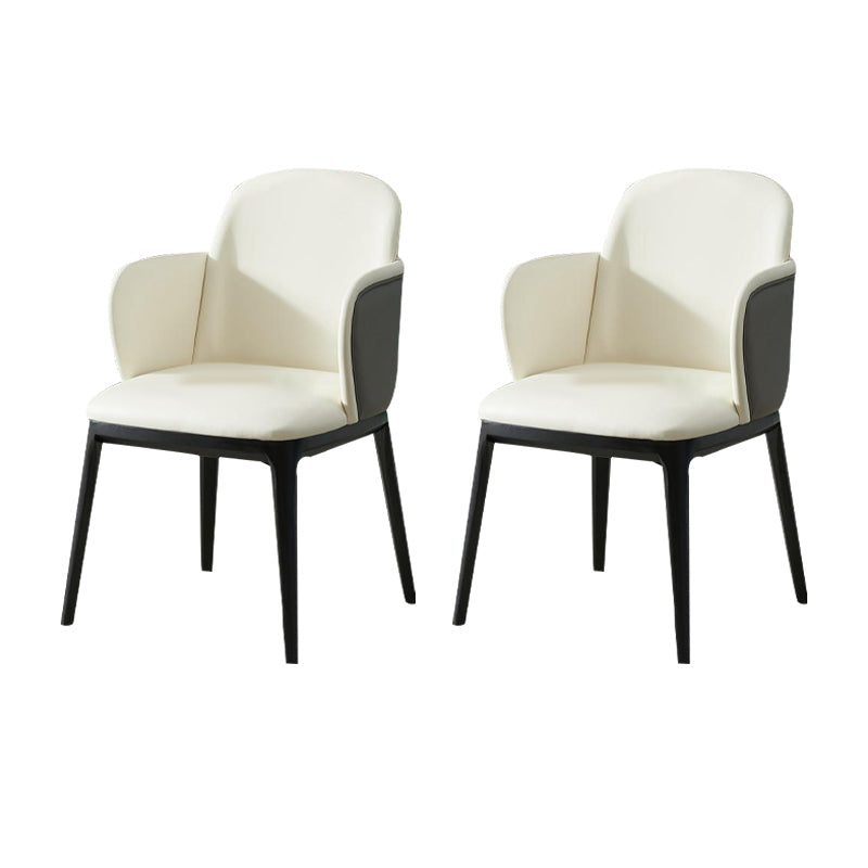 Faux Leather Dining Chairs Industrial Style Arm Chair with Black Leg