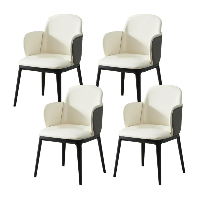 Faux Leather Dining Chairs Industrial Style Arm Chair with Black Leg