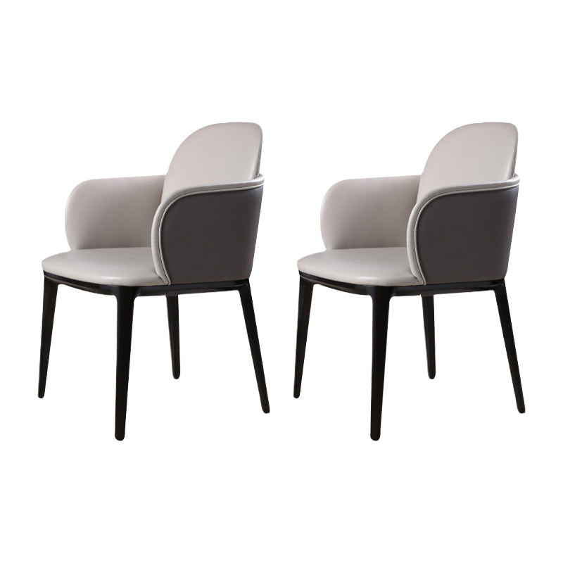 Faux Leather Dining Chairs Industrial Style Arm Chair with Black Leg