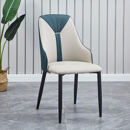 PU Leather Dining Chairs Industrial Style Arm Chair with Black Legs