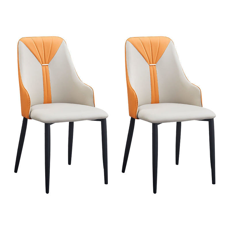 PU Leather Dining Chairs Industrial Style Arm Chair with Black Legs