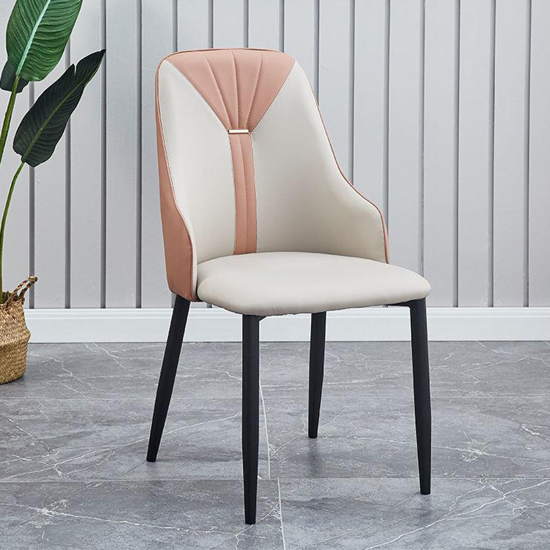 PU Leather Dining Chairs Industrial Style Arm Chair with Black Legs