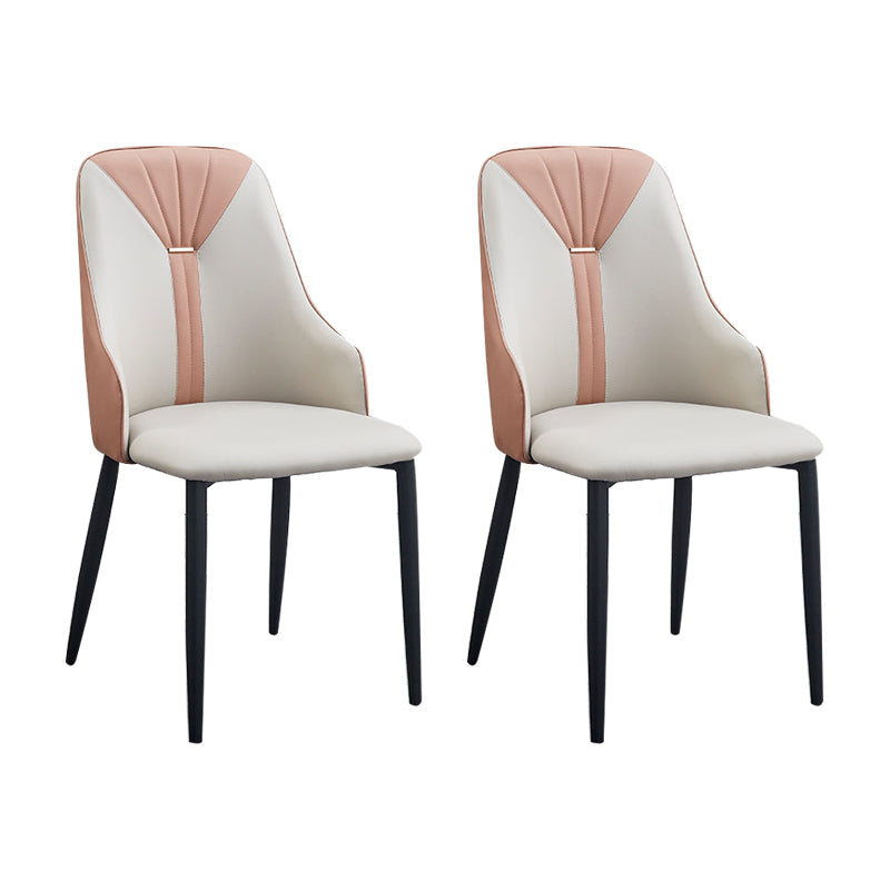 PU Leather Dining Chairs Industrial Style Arm Chair with Black Legs