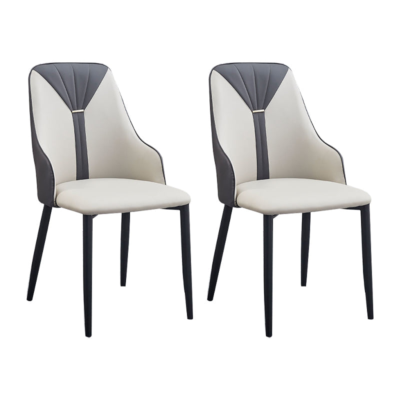 PU Leather Dining Chairs Industrial Style Arm Chair with Black Legs