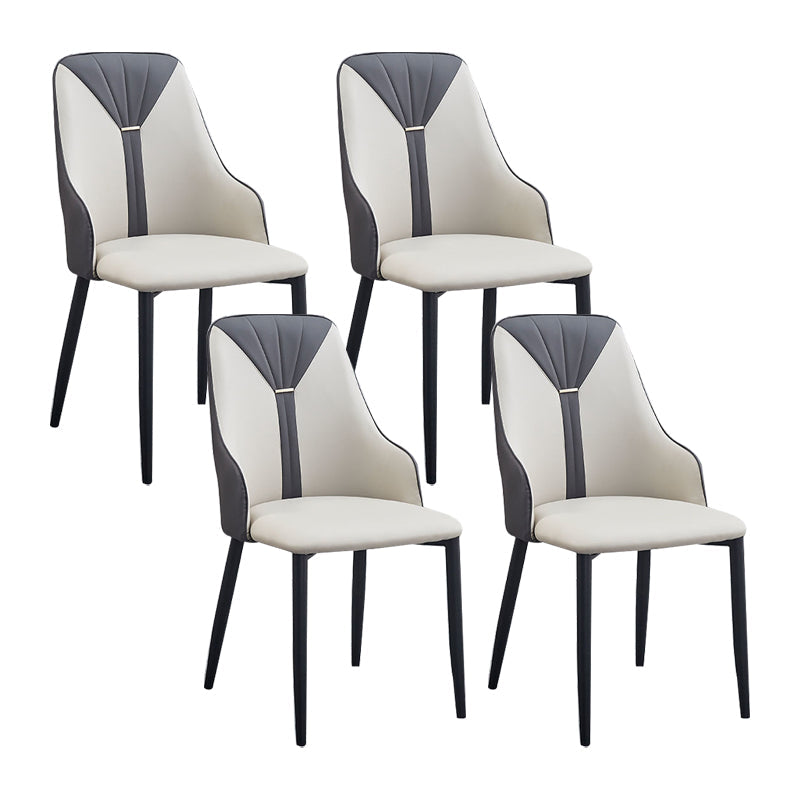 PU Leather Dining Chairs Industrial Style Arm Chair with Black Legs