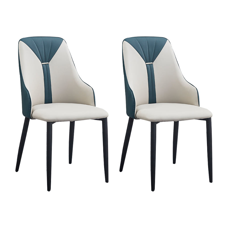 PU Leather Dining Chairs Industrial Style Arm Chair with Black Legs