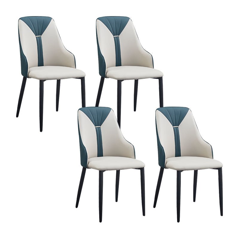 PU Leather Dining Chairs Industrial Style Arm Chair with Black Legs