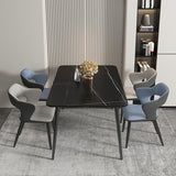 Sedie da pranzo in pelle finta sedia a braccio posteriore industriale con gambe nere