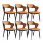 Sillas de comedor de cuero de falso silla de brazo trasero industrial con piernas negras